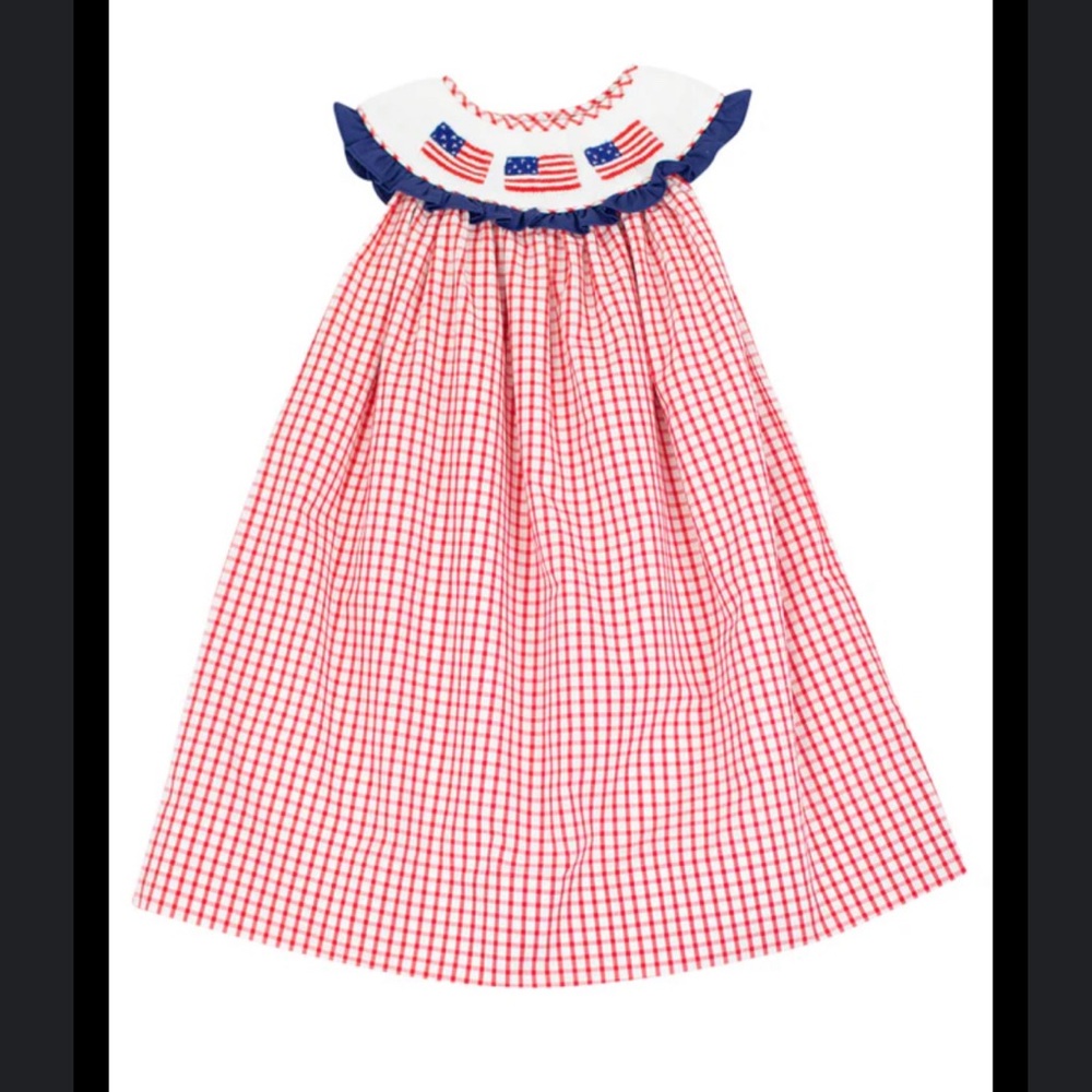 Smocked American Flag dress in 4T by Smockingbird - 4th of July Girls Outfit